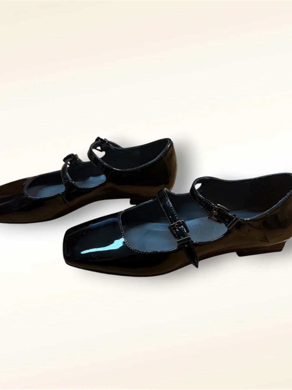 Franco Sarto Black Patent Leather Double Strap Mary Jane Flat Womens 5.5 - Picture 2 of 5